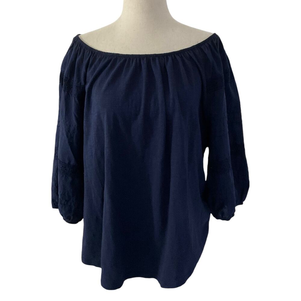 Draper James RSVP Blue Shirt Top Women Size Large | 15-6